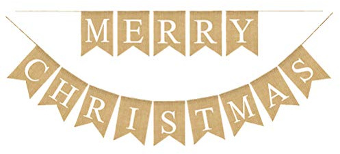 BESTOYARD Weihnachten Girland Leinen Banner Wimpelkette Merry Christmas Weihnachten Hänge Deko für Home Garten
