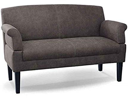 CAVADORE 2-Sitzer Küchensofa Malm, Sitzbank für Küche oder Esszimmer in Lederoptik, Inkl. Armteilverstellung, Federkern und moderner Kontrastnaht, 152 x 97 x 78, Mikrofaser: grau