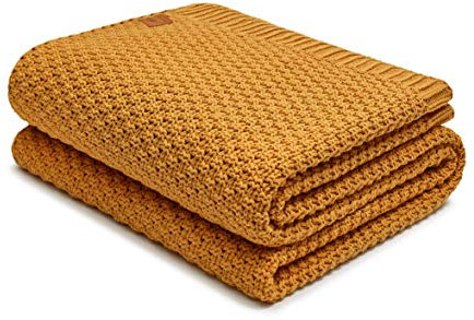Nordville Kuscheldecke - Gelb 140x180 cm aus 100% Bio Baumwolle