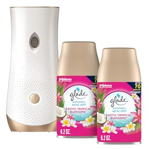 Glade Automatic Spray Refill and Holder Kit, Air Freshener for Home and Bathroom, Tropical Blossoms, 6.2 Oz, 2 Count