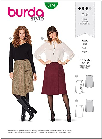 Burda 6174 Schnittmuster Rock (Damen, Gr. 34-44) Level 3 mittel