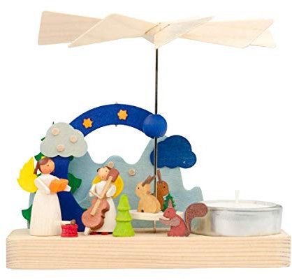 Graupner Holzminiaturen® | Miniatures en Bois | Pyramide avec Bougie à Chauffe-Plat «Ange» | Artisanat Original de qualité supérieure des Erzgebirge | Décoration de Noël
