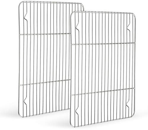 Cooling Rack Set of 2, Homikit Stainless Steel Wire Grill Rack for Oven Roasting Baking Cooking, Fit Large Baking Tray for Cake/Meat/Bread, Heavy Duty & Dishwasher Safe