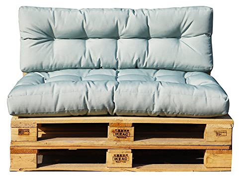 RED DECO Set 2 Coussins d'extérieur Haute densité pour Palette RIOU Vert de Gris