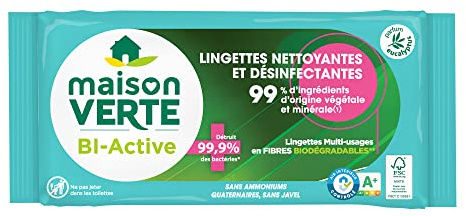 Maison Verte - Lingettes - Nettoyantes & Désinfectantes - Multifonctions - Antibacterien - Tous Types de Surfaces - 35 unités