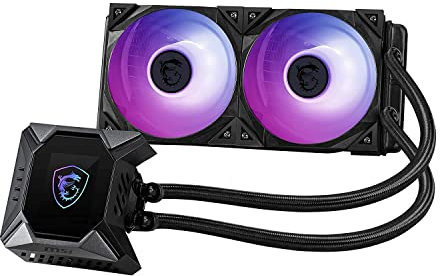 MSI MPG CORELIQUID K240 V2 AIO CPU Liquid Cooler - LCD Pump with 60mm Fan, 2 x 120mm ARGB Fans, Evaporation-Proof Tubing, GI Cooling & Mystic Light Software Support - AMD & Intel Socket Compatible