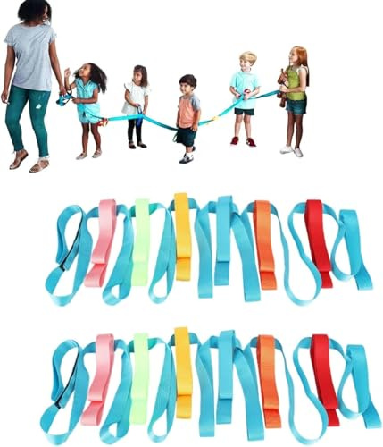 Corda di sicurezza per bambini, corda di sicurezza anti-smarrimento per bambini piccoli da 368 cm con 12 maniglie colorate; di sicurezza per bambini all’aperto, per asili nido e scuole materne