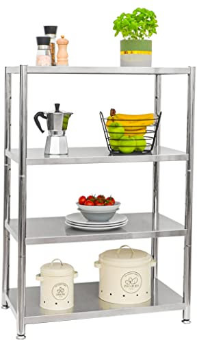 EYEPOWER shelfr 4 Niveaux Étagère en Acier INOX - jusqu'à 160kg - 74x41x108 Rayonnage Rangement Métallique