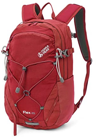 Terra Peak Wanderrucksack 20L Damen Herren Flex 20 rot klein - Outdoor Tages-rucksack für die Arbeit - Daypack leicht wasserdicht zum Wandern und Sport-aktivitäten - abnehmbarer Hüftgurt Erwachsene
