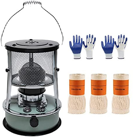 Petroleumofen für Innenräume 4,5L 2600W, 2 in 1 Tragbarer Petroliumheizer, Heizung Ohne Strom Innen, Camping-Heizofen, für Eisfischen Wandern Jagd Überleben Notfall-Terrasse (Color : Green)