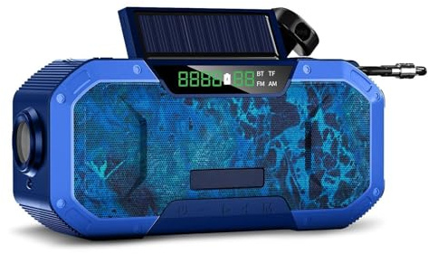 Kavolet Solar Radio, Tragbar Kurbelradio Dynamo Radio mit AM/FM, 5000mAh Power Bank Ladegerät Blitzlicht, LED Taschenlampe, SOS-Alarm Solarradio für Notfall Outdoor, Outdoor-Camping-Überlebensradio