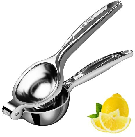 The Space Manual Lemon Squeezer - Stainless Steel Citrus Press Juicer - Anti-Slip, Anti-Corrosion, Dishwasher Safe Juice Extractor - Premium Handheld Juicer for Lemon, Lime & Citrus Fruit
