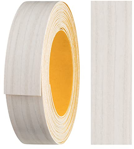 haggiy Cinta para bordes de melamina autoadhesiva 18 mm x 5 m. Cinta para bordes de muebles. Sujeción segura sin planchar. Chapa para estantes/paneles de madera crema Woodline