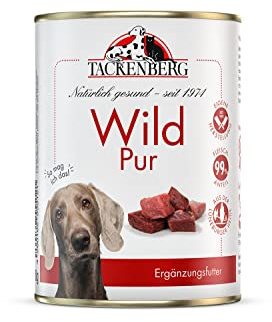 TACKENBERG 6 x 400 g (2,4 kg) Wild Pur Nassfutter Dose für Hunde - Hundefutter in Premiumqualität - natürlich getreidefrei