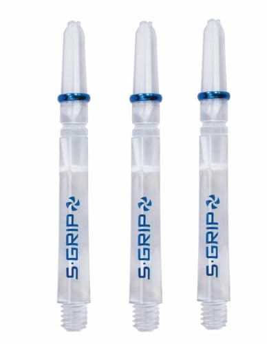 Harrows Supergrip Spin Schäfte von Thor-Sports mit 360 Grad rotierendem Top S-Grip 2BA Gewinde (Medium, Clear)