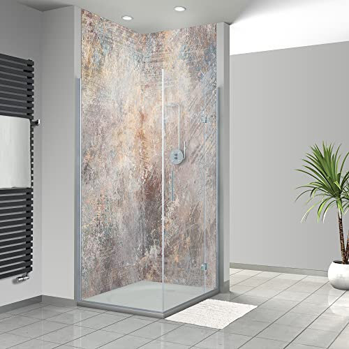 WANDFREUDE individuelle Duschrückwand Aluverbundplatte auf Maß (2 Stück - Brauner Stein - Premium Matt Lack) – Dusche Wandverkleidung Duschwandverkleidung Duschrückwände