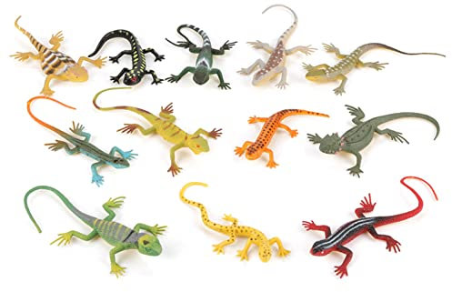 TYTOGE 12 Stück Tierfiguren Spielzeug, Bunte Simulierte Eidechsenmodelle Kinder Kinder Tierspielzeug Tiere Actionfiguren Pädagogisches Spielset Tolle Kinder