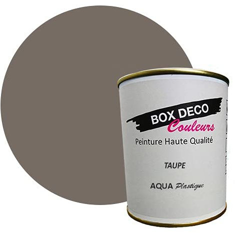 BOX DECO COULEURS Peinture meuble plastique à base de laque acrylique aspect satin Aqua Plastique - 750 ml, Marron Taupe