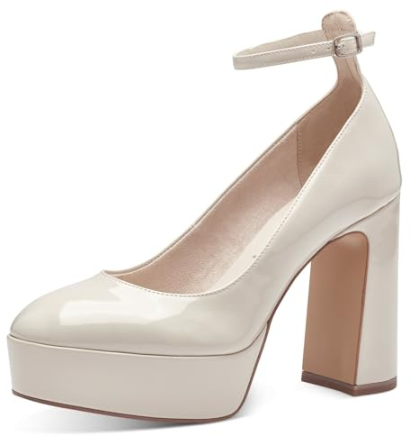 Tamaris Damen Pumps mit Riemchen Vegan Stilettoabsatz; Ivory/beige; 39