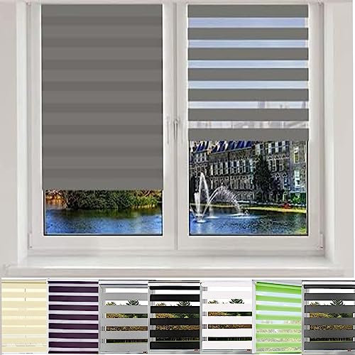 Dachfenster Rollo Verdunkelungsrollo, 75x180cm Sonnenschutz Sichtschutz Seitenzugrollo Doppelrollo Thermorollo inkl. Montagematerial, für Fenster, Dunkelgrau