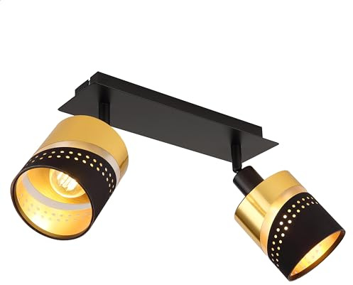 INNOVATE LED Deckenstrahler 2 flammig E14 - Deckenspots schwarz gold Deckenlampe Strahler Innen Spotbalken - Deckenstrahler LED Deckenleuchte Schwenkbar - Spot Lampe schwarz für Wohnzimmer, Esszimmer
