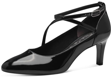Tamaris Damen Pumps Stilettoabsatz Vegan; Black PATENT, EU 38