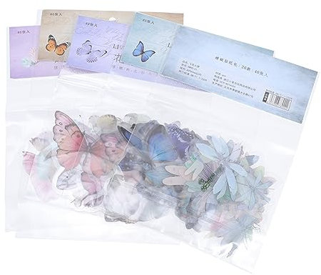 LALAFINA 4pcs DIY Planner Scrapbook Stickers Creative Butterflies Dragonfly Shape Pet Material Easy to Apply