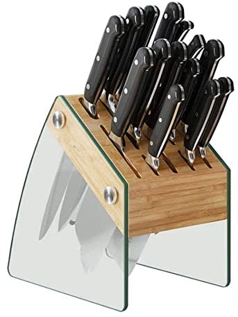 Portacuchillas Bloque de cuchillos transparente sin cuchillos, Soporte organizador para cuchillos de cocina Estante de madera duradero para accesorios de almacenamiento de cubiertos de cocina Portacu