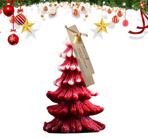 Vela perfumada de Navidad Gran árbol de Navidad Vela de aromaterapia Vela de árbol de Navidad para la relajación Navidad Decoración del hogar Navidad Regalos de Año Nuevo (Rojo)