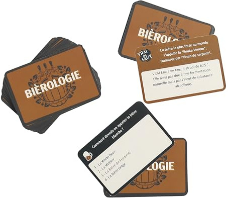 MISTER GADGET - MG3550 Jeu du Quizz Bierologie, Testez Vos Connaissances en Biérologie, Jeu Interactif pour Adultes, Disponible en Marron et Noir, Thème Bière
