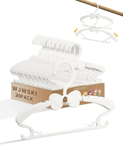 Kleiderbügel Kinder，20 Stück 29-37CM Mitwachsende Kinderkleiderbügel Stapelbare Baby Kleiderbügel mit Hosenständer Platzsparend Kinderbügel rutschfeste Kunststoff Baby Bügel(Weiß)