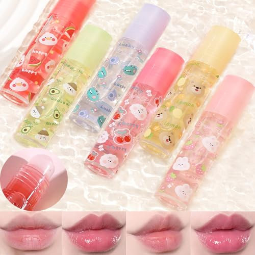 6 Stück Obst Aromatisiert Lipgloss Set, Roll Auf Lipgloss Set Kinder Lip gloss Cute Lip Oil Für Mädchen, Glänzend Und Glänzend Ungiftig, Kinderfreundlich