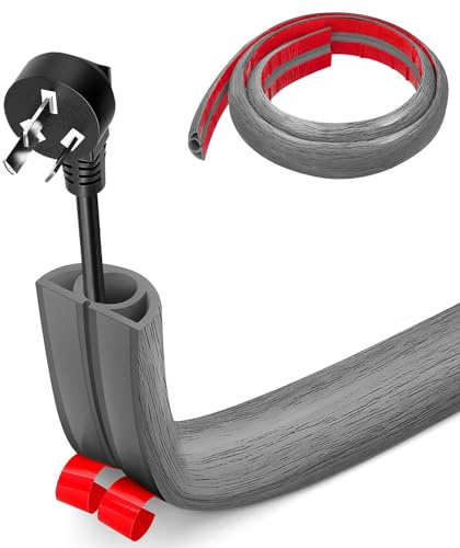 1M x 2cm Cache Cable Sol, Goulotte Passe Cable, Goulotte Passe Cable Sol Silicone, Cache Fil Électrique Sol Auto-Adhésif Facile à Couper Montage pour Tous Les Câbles