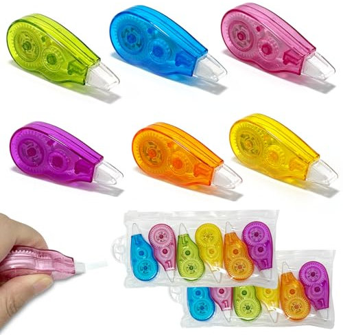 Xpieoyrm 18er Korrekturbänder Set, Mini Correction Tape mit Schutzkappe, 4 m x 5 mm Korrekturroller Korrekturmaus, Korrekturmaus in 6 Farben, für das Büro, das Home Office oder die Schule