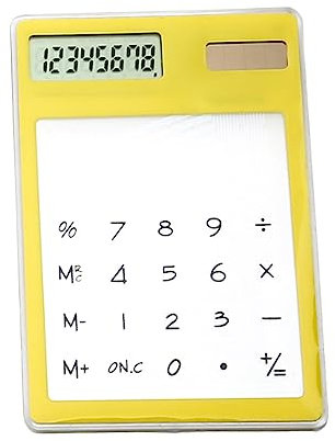 Fdit Calculatrice à énergie Solaire, écran Tactile LCD à 8 Chiffres, Calculatrice Transparente pour Le Bureau, L'école, la Maison avec Un Design Léger et Compact pour Les Hommes