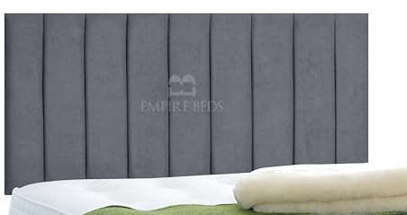 EMPIRE BEDS 24 INCH HEIGHT LUXURIOUS PORTLAND HEADBOARD IN PLUSH VELVET FABRIC FOR DIVAN BEDS(4FT6 Double- Height 24, Steel)