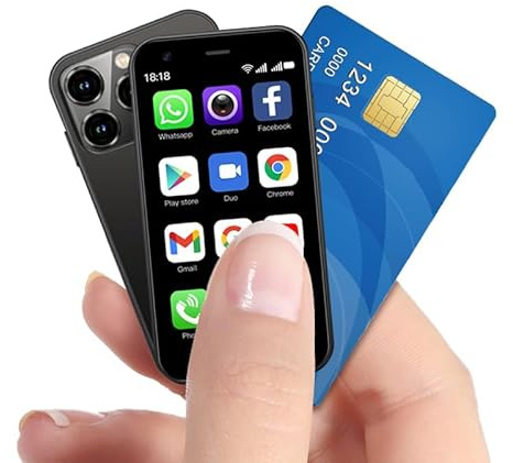 McMgc Unlocked 4G Mini Mobile Phone 3.0'' HD Small Screen,Android 10.0,Dual SIM Dual Camera,Face Unlock Student Pocket Cellphone (Black)