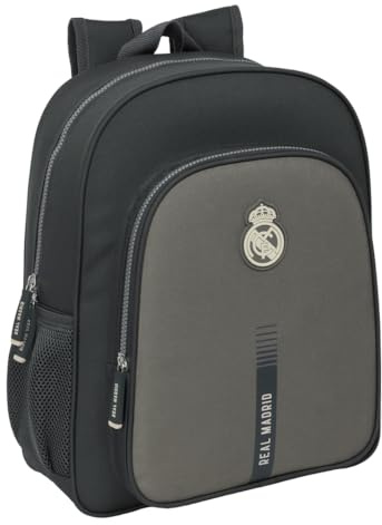Safta REAL MADRID 3ª EQUIPACIÓN 24/25 - Mochila Escolar Niño, Mochila Infantil, Adaptable a Carro, Ideal para Niños en Edad Escolar, Cómoda y Versátil, Calidad y Resistencia, 32x12x38 cm
