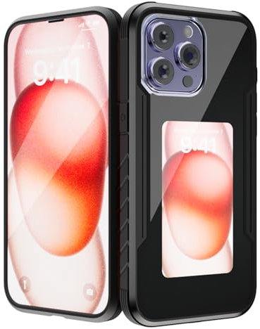 Funda Protectora para Smartphone con Pantalla de proyección de 4 Colores, Compatible con Apple iPhone 14promax, Pantalla de proyección NFC Personalizada AI E-Ink (para iPhone 14 Pro MAX), Color Negro