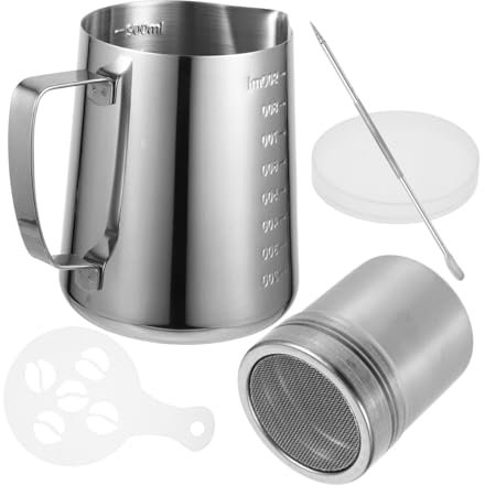 Alipis Edelstahl Milchaufschäumerkrug Mit Griff Zum Aufschäumen Von Milch Für Lattes Und Kaffee Servierkännchen Für Milch Oder Sahne Geeignet