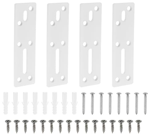 QUARKZMAN Piastra Piatta in Acciaio Dritta, 4Pz 117x35mm - Piastra di Riparazione Resistente con Fori, Staffa di Montaggio in Metallo per Rinforzo con Viti(Bianco)
