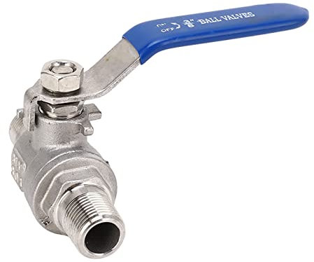 MUNEFE Full Port Ball Valve, 3 8in Stainless Steel Good Sealing DN10 Male Ball Valve for Mechanical Equipment