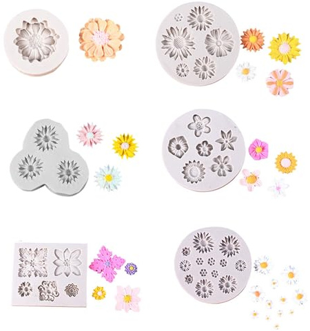 XFSRG 2 Moules en Silicone Daisy Moules à Bougies 3D en Forme de Fleurs, Pour Pâtisserie Et Résine Epoxy Ensemble À Gâteau Et Bougie