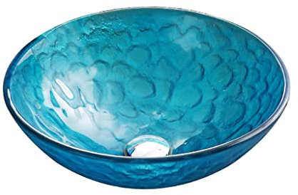 SnamicE Bathroom Sink Vessel Bathroom Vessel Sink Tempered Glass Washbasin Bathroom Round Countertop Washbasin Bathroom Vanity Sink Vessel Sink,Sink Only