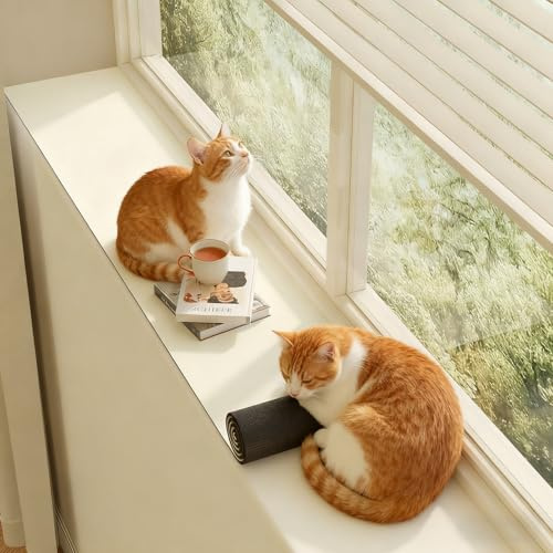 CHZFFD Leather Window Sill Protector, Narrow Window Sill Mat Dog Cat Perch Bench, Solid Color/Floral WindowSill Decor Capping Anti-Slip Pad with Non Slip Bottom(A,Lxw 160x10cm)