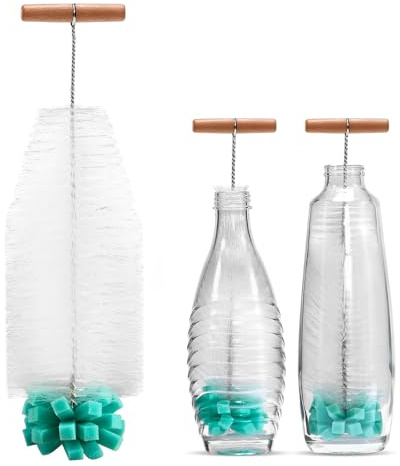 Cepillo Limpia Botellas – 32 cm Cepillo Limpia Biberones con Esponja y Cerdas, Sin BPA, Mango Ergonómico para Botellas de Vidrio y Plástico (Blanco)