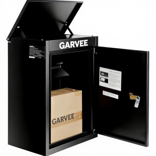 Garvee Paketkasten verzinkter Stahl Wandmontage 39x26x58cm Zahlenschloss Diebstahlsicher Wasserdicht Außen Paketbox