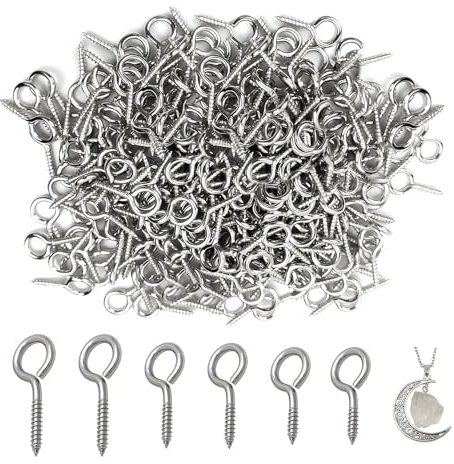 300 viti a occhiello piccole, 3 misure, piccoli aghi per occhielli a vite, mini occhielli a vite, occhielli a vite, per gioielli, in acciaio inox, filettatura in legno, per la creazione di gioielli