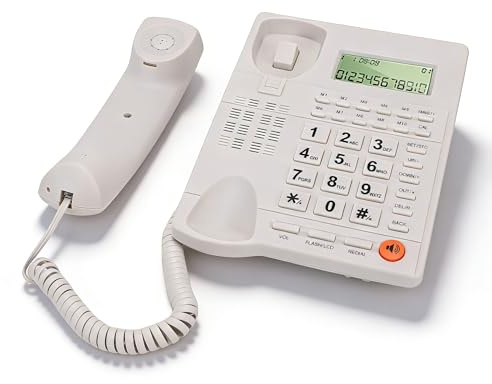 SENECESLI Schnurgebundenes Festnetztelefon mit Digitalem Anrufbeantworter mit Anruferkennung, Einstellbarem Rufton über Große Tasten, kein Strom Erforderlich für den Notfall und das Heimbüro (White)