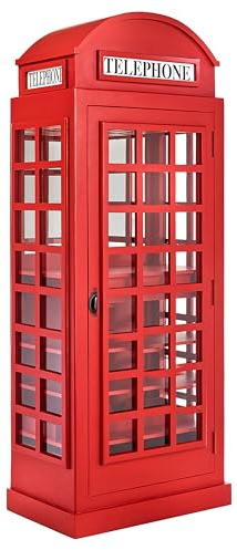 Kobolo Weinregal Vitrine Call Barschrank im London 80x45x200 cm Rot